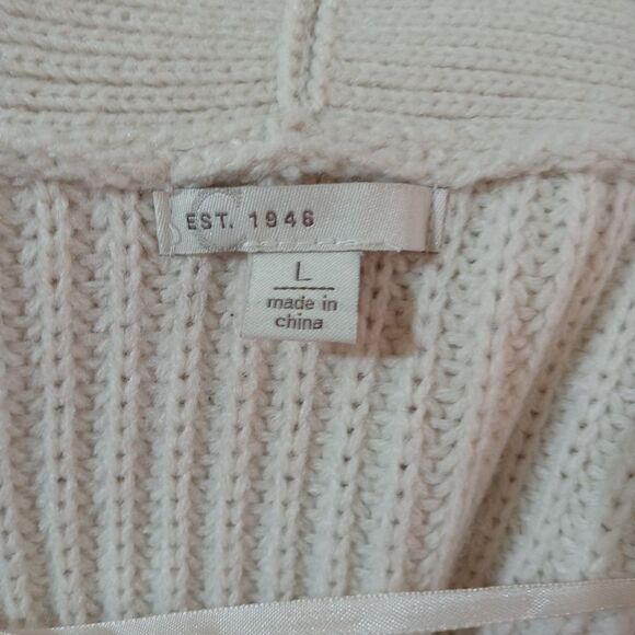 Est. 1946 Beige Faux Fur Sleeve Hem Open Cardigan Size: L - Picture 5 of 7